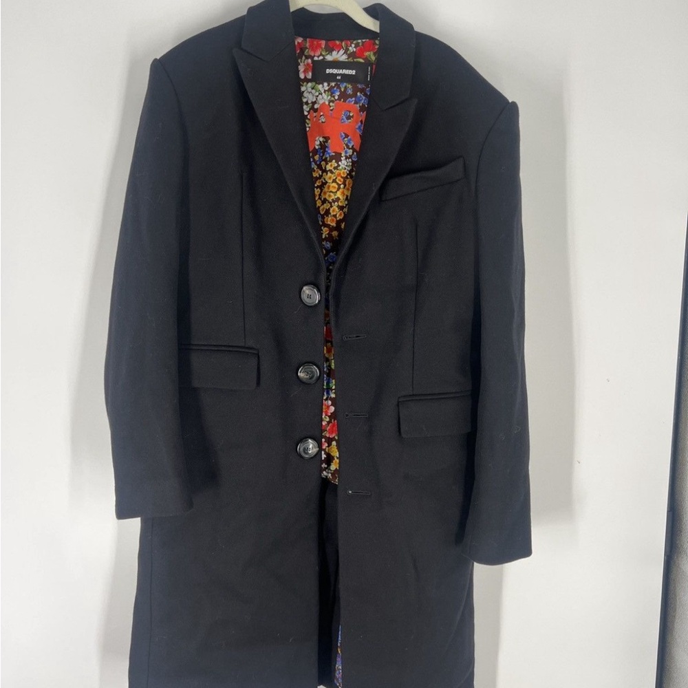 DSQUARED2 long coat floral virgin wool